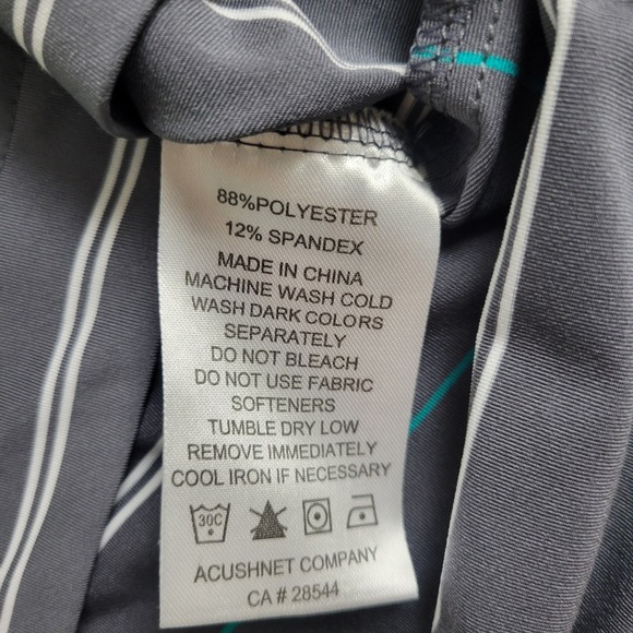 FootJoy Mens Large Gray Blue White Striped Performance Stretch Golf Polo SS - Picture 5 of 6